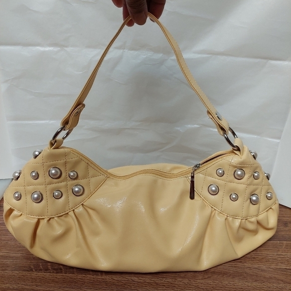 Gerolamo Soft Butter Yellow Dumpling  with Pearl Accents Bag - Picture 2 of 16